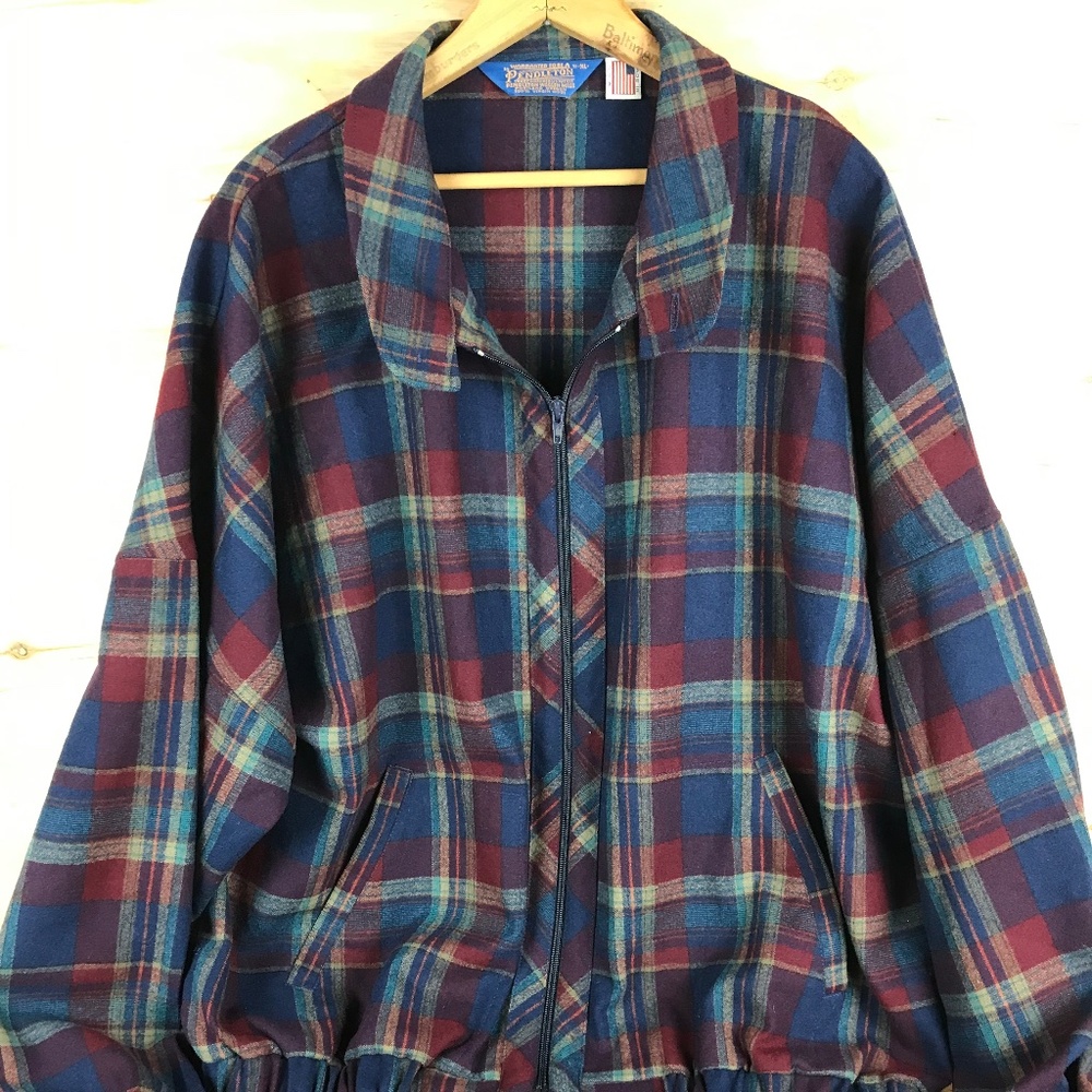 VTG 60s Pendleton Jacket XL Men Wool Bomber Coat Ricky Plaid Tartan‎ Fisherman